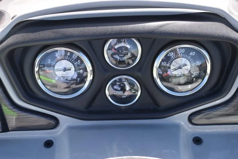 Slide: The Image of Dashboard of 2022 Lowe SF 212 Sport Fish boat with RPM, fuel, and speed gauges. - 25