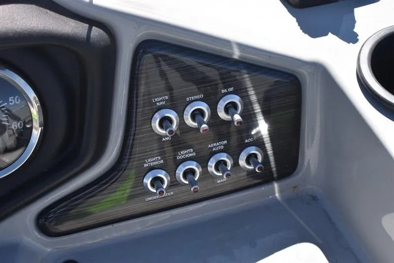 Slide: The Image of Dashboard controls of a 2022 Lowe SF 212 Sport Fish boat. - 26