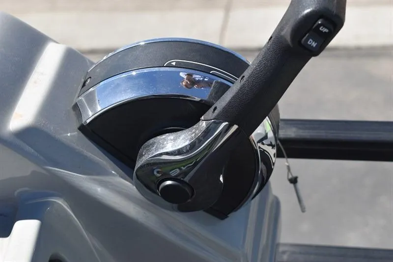 Slide: The Image of Close-up of 2022 Lowe SF 212 Sport Fish boat throttle control. - 27