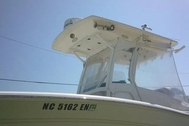 Slide: The Image of 2019 Sea Fox 248 Commander boat with registration NC 5162 EN, viewed from below. - 16
