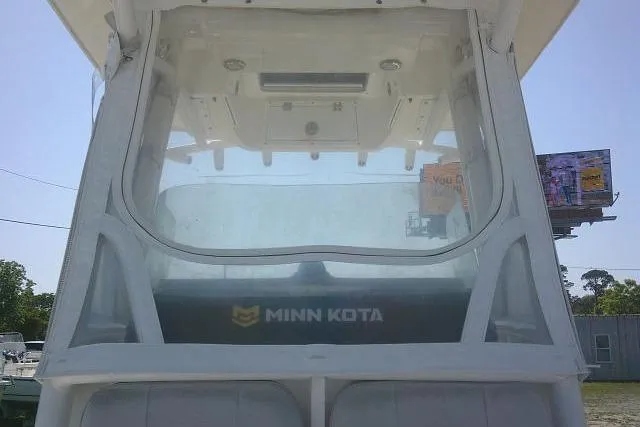 Slide: The Image of 2019 Sea Fox 248 Commander boat with Minn Kota equipment, viewed from the rear. - 26