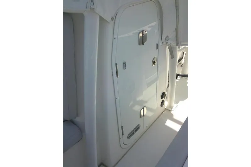 Slide: The Image of 2019 Sea Fox 248 Commander boat interior door detail, showcasing sleek design and functionality. - 28