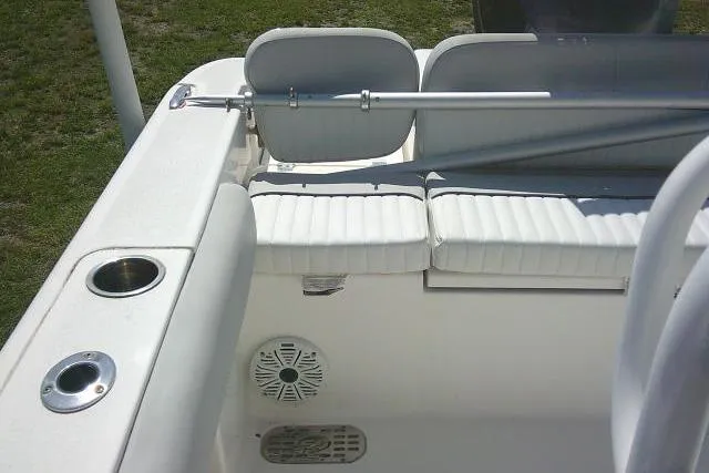 Slide: The Image of 2019 Sea Fox 248 Commander boat interior with seating and cup holders. - 32