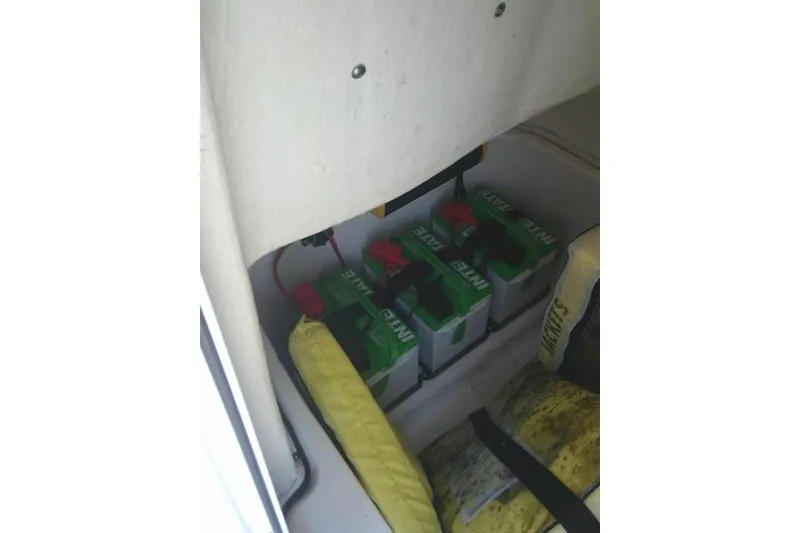 Slide: The Image of Batteries in a 2019 Sea Fox 248 Commander boat compartment. - 38