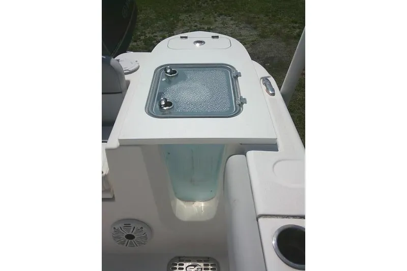 Slide: The Image of 2019 Sea Fox 248 Commander boat interior with livewell and storage compartments. - 47