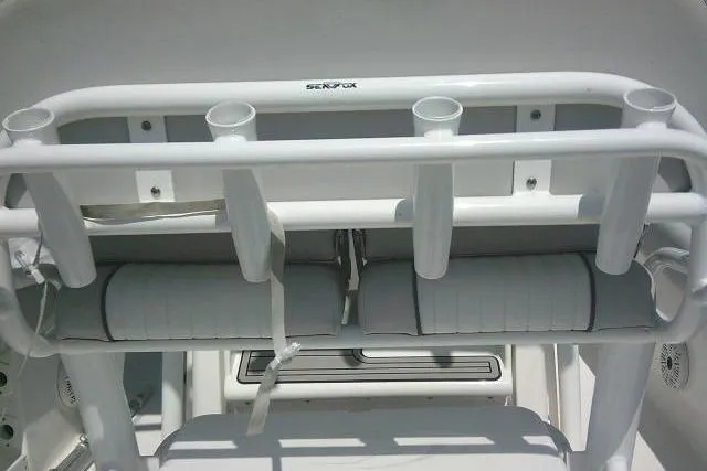 Slide: The Image of 2019 Sea Fox 248 Commander boat rod holders and seating detail. - 53