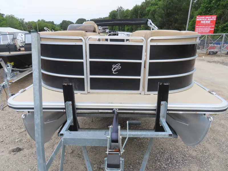 Slide: The Image of 2016 Cypress Cay SeaBreeze 210 Pontoon on trailer, rear view. - 10