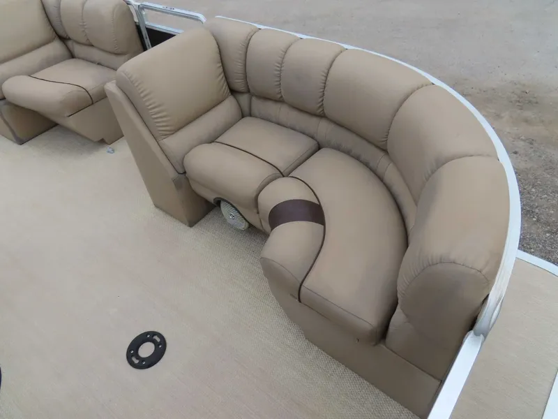Slide: The Image of Beige leather seating on a 2016 Cypress Cay SeaBreeze 210 Pontoon. - 13