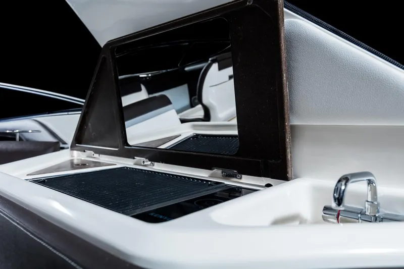 Slide: The Image of Interior view of Sea Ray SLX 310 yacht with sink and fixtures. - 13