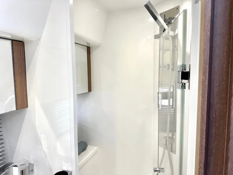 Slide: The Image of Interior view of the shower on the 2019 Galeon 485 HTS yacht. - 47