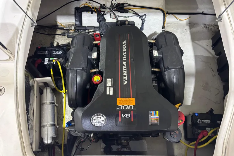 Slide: The Image of Volvo Penta V8 engine in 2015 Chaparral 244 Sunesta boat, showcasing power and design. - 18