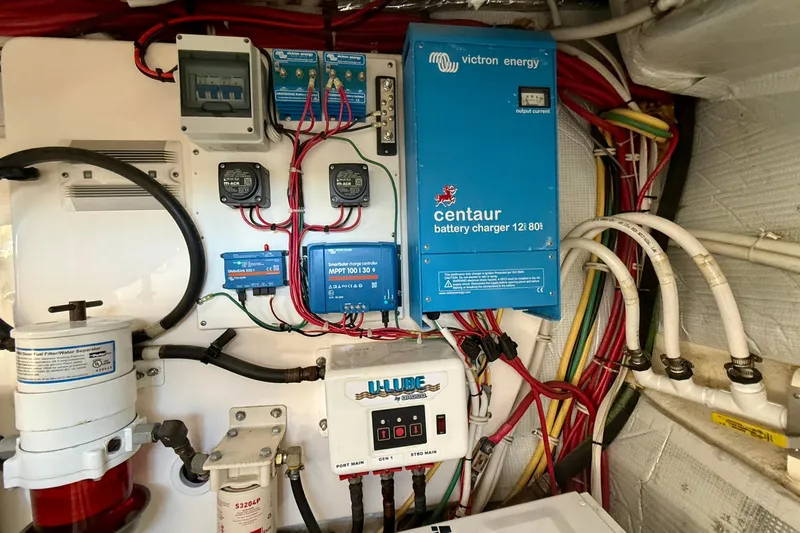 Slide: The Image of Electrical system of a 2012 Tiara Yachts 4500 Sovran with Victron Energy components. - 84