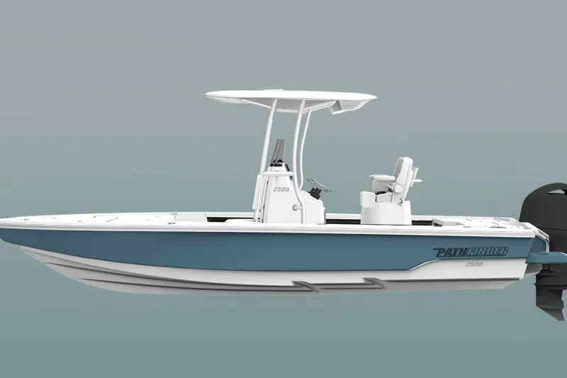 Slide: The Image of 2026 Pathfinder 2500 Hybrid boat with sleek design and modern features. - 2