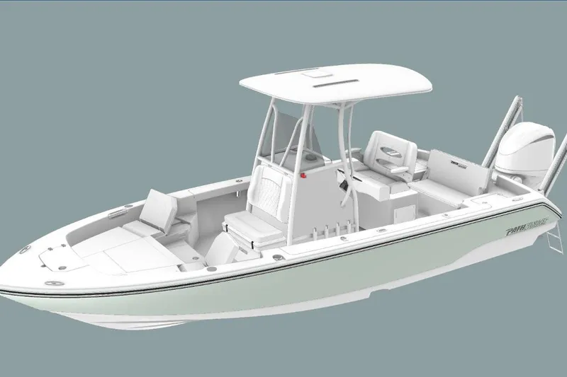 The Image of 2026 Pathfinder 2400 TRS boat with T-top and seating, side view. - 1