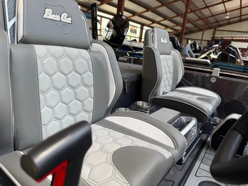 Slide: The Image of Interior of 2026 Bass Cat Cougar FTD SP with gray seats. - 15