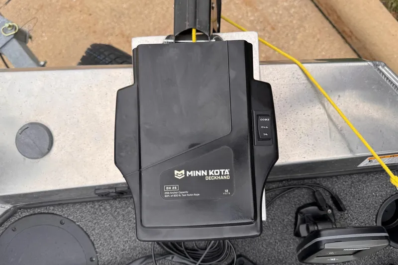 Slide: The Image of Minn Kota Deckhand on 2019 Lowe Skorpion 16 boat, featuring anchor control system. - 6