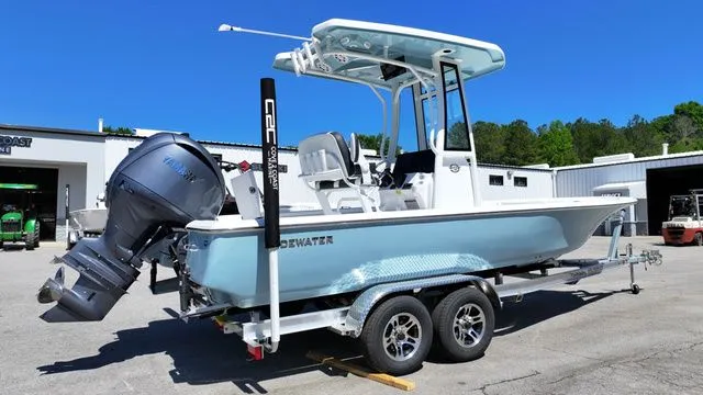 Slide: The Image of 2026 Tidewater Bay Max 2110 boat on trailer, exterior view. - 5