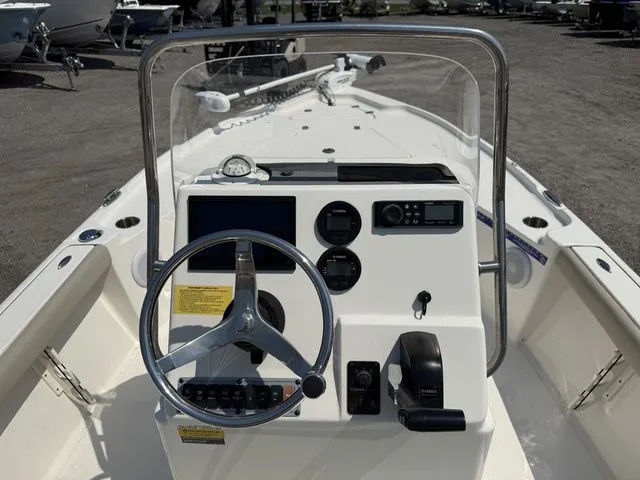 Slide: The Image of 2023 Key West 188 Bay Reef boat console with modern instruments. - 8