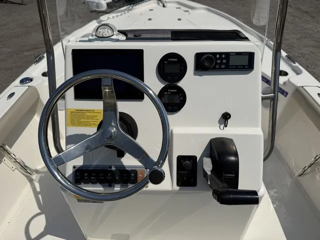 Slide: The Image of Helm console of the 2023 Key West 188 Bay Reef boat. - 9