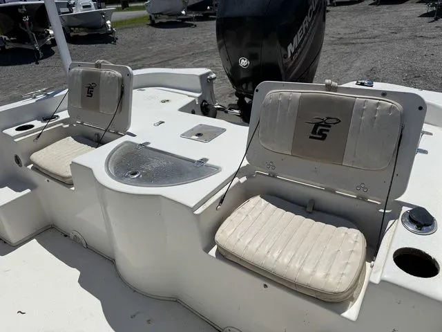 Slide: The Image of Interior of a 2015 Carolina Skiff DLV 218 with seating. - 4