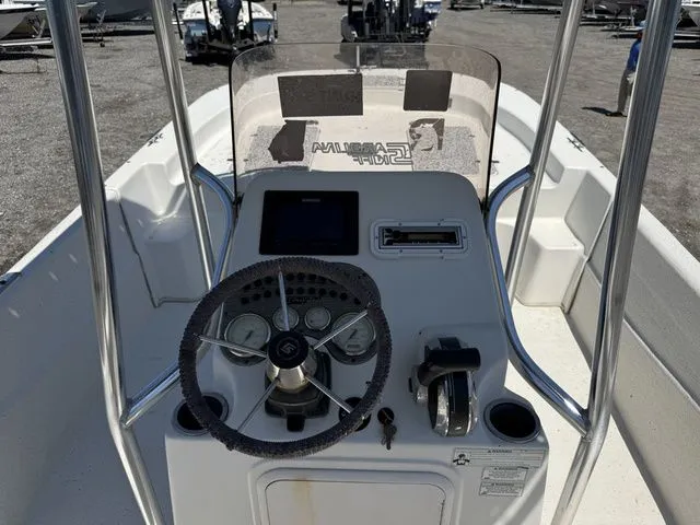 Slide: The Image of 2015 Carolina Skiff DLV 218 helm console on dry dock. - 7