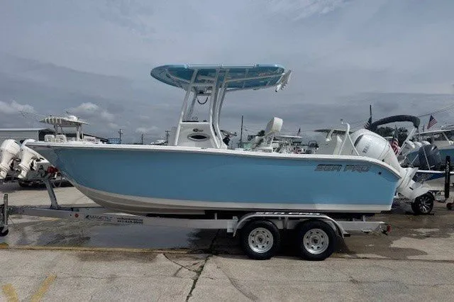 The Image of 2026 Sea Pro 225 FLXR Sandbar boat on trailer. - 1