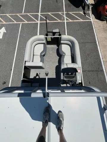 Slide: The Image of Aerial view of a 2023 Godfrey Monaco 235 SD pontoon boat. - 15