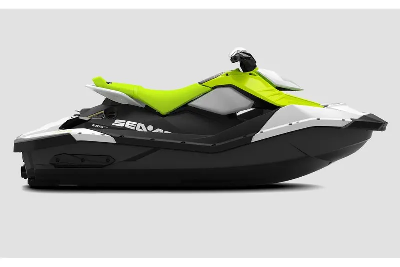 The Image of Manufacturer Provided Image: 2023 Sea-Doo Spark 2up jet ski, lime green and white, side view. - 1