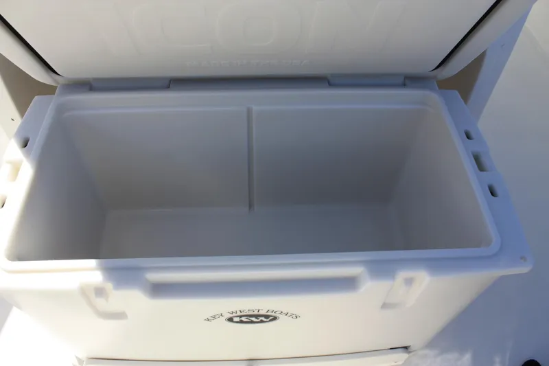 Slide: The Image of Open cooler on Key West 263 FS boat, 2023 model. - 33