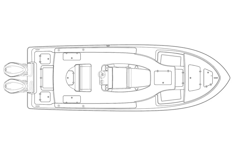 Slide: The Image of Manufacturer Provided Image: Top view line drawing of 2026 Contender 29 Bay boat layout. - 21