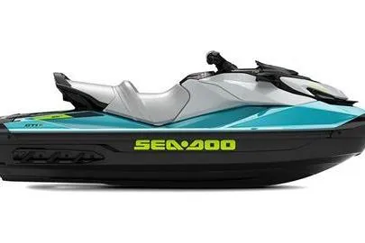 The Image of 2024 Sea-Doo GTI SE 170 jet ski, sleek design, turquoise and black color scheme. - 0