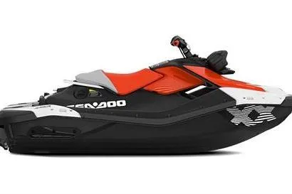 The Image of 2024 Sea-Doo Spark Trixx for 1, red and black jet ski, side view. - 1