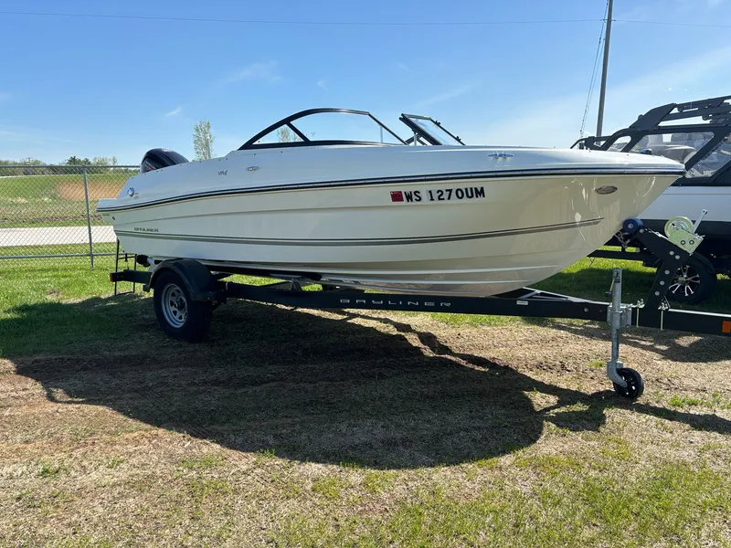 The Image of 2019 Bayliner VR4 Bowrider OB on trailer outdoors. - 1