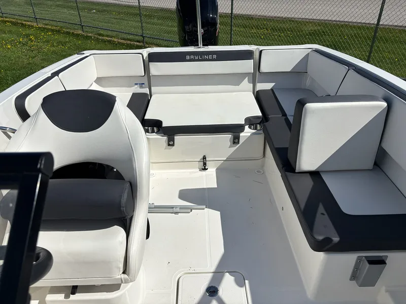 Slide: The Image of Interior of a 2019 Bayliner VR4 Bowrider OB boat. - 10