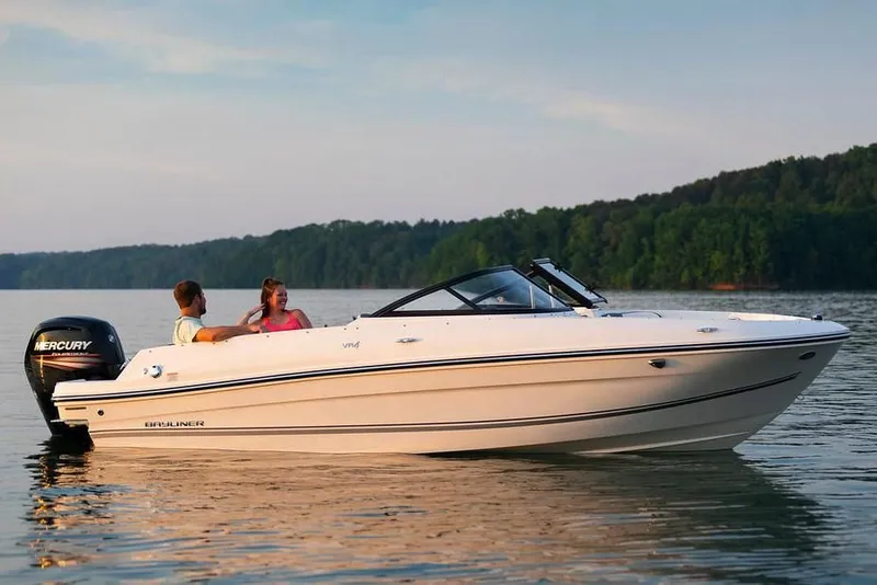 Slide: The Image of 2019 Bayliner VR4 Bowrider OB on a serene lake. - 17