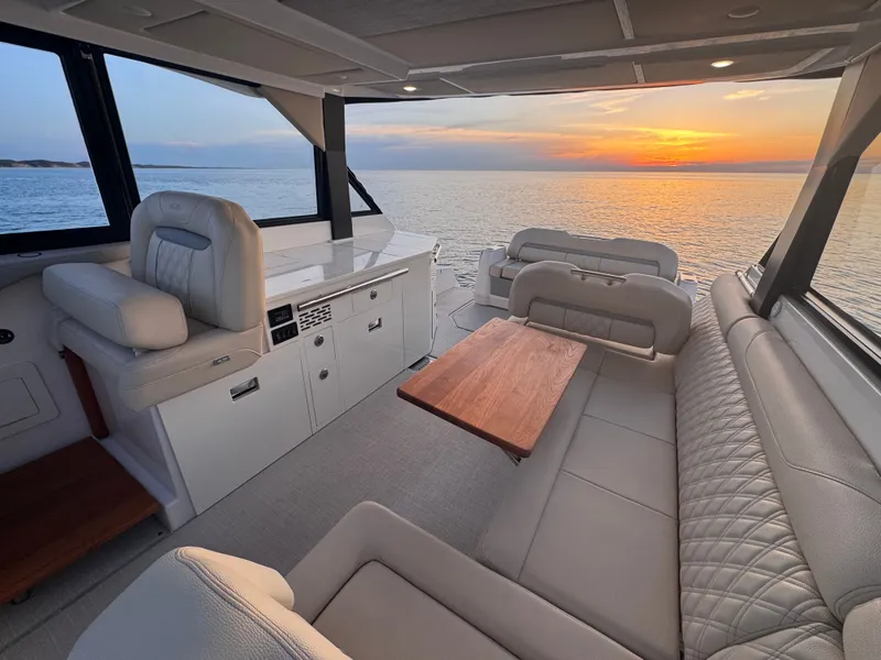 Slide: The Image of Interior of 2022 Regal 36 Grand Coupe at sunset. - 3