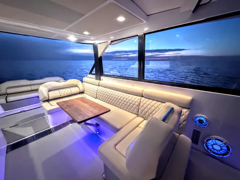 Slide: The Image of Interior of 2022 Regal 36 Grand Coupe at sunset. - 8