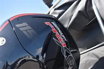 Slide: The Image of Mercury Pro XS engine on 2026 Lowe SF 214 Sport Fish boat, close-up view. - 13