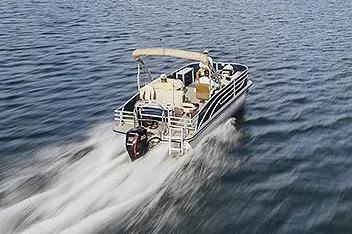 Slide: The Image of Manufacturer Provided Image: 2025 Lowe SF 214 boat cruising on open water, rear view. - 40