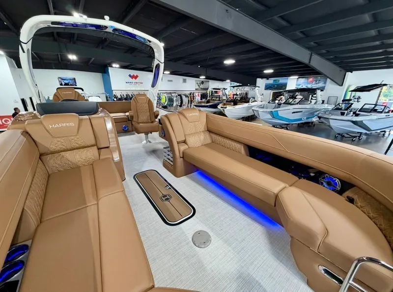 Slide: The Image of Interior of Harris Grand Mariner 250 boat, luxurious seating, modern design, year 2026. - 7