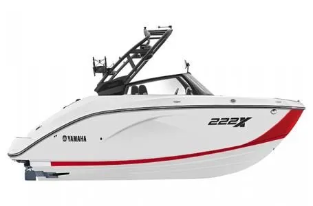 The Image of 2026 Yamaha 222XE boat with Twin 1.8L engines, side view. - 1