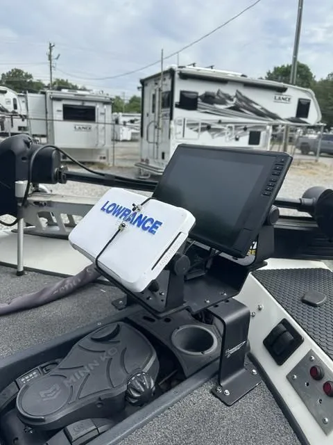 Slide: The Image of Lowrance fish finder on Ranger Tournament RT198P boat, 2018 model. - 2