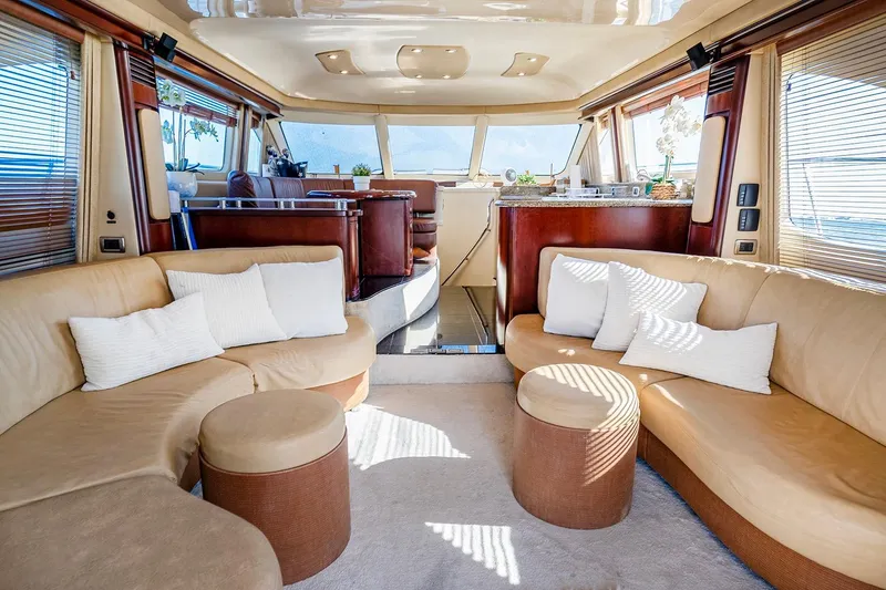 Slide: The Image of Luxurious interior of 2006 Sea Ray 58 Sedan Bridge yacht with elegant seating and decor. - 17