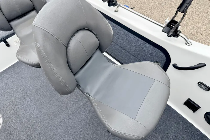 Slide: The Image of Gray seat in 2012 Skeeter SL 185 boat, featuring sleek design and comfortable upholstery. - 35