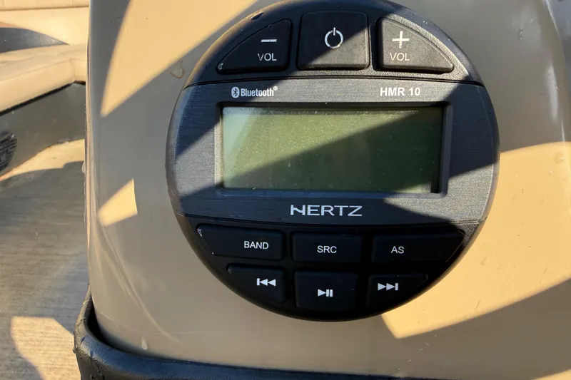 Slide: The Image of Close-up of a Hertz HMR 10 audio system on a 2021 Barletta C22QC boat. - 19