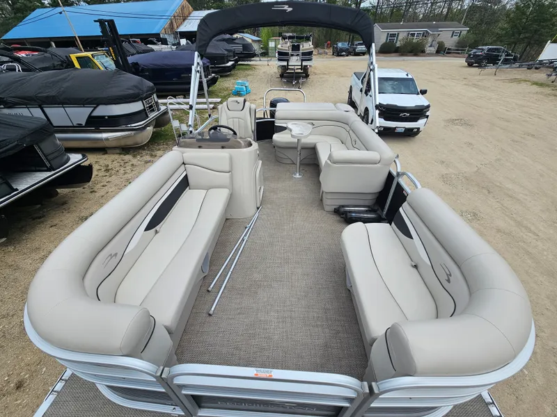 Slide: The Image of Interior view of a 2020 Bennington 20SV pontoon boat on a lot. - 2