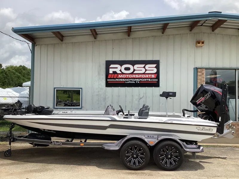The Image of 2026 Bass Cat Cougar FTD boat in front of Ross Motorsports building. - 1