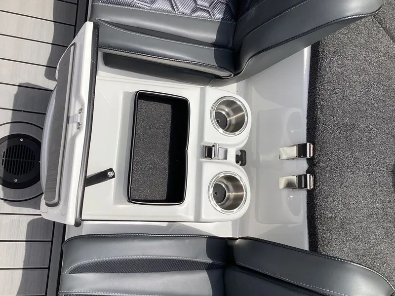 Slide: The Image of Interior of 2026 Bass Cat Cougar FTD with cup holders. - 40