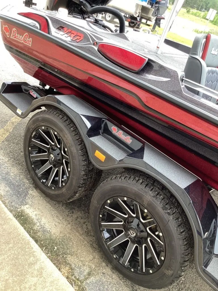 Slide: The Image of 2026 Bass Cat Eyra boat with stylish black rims. - 27