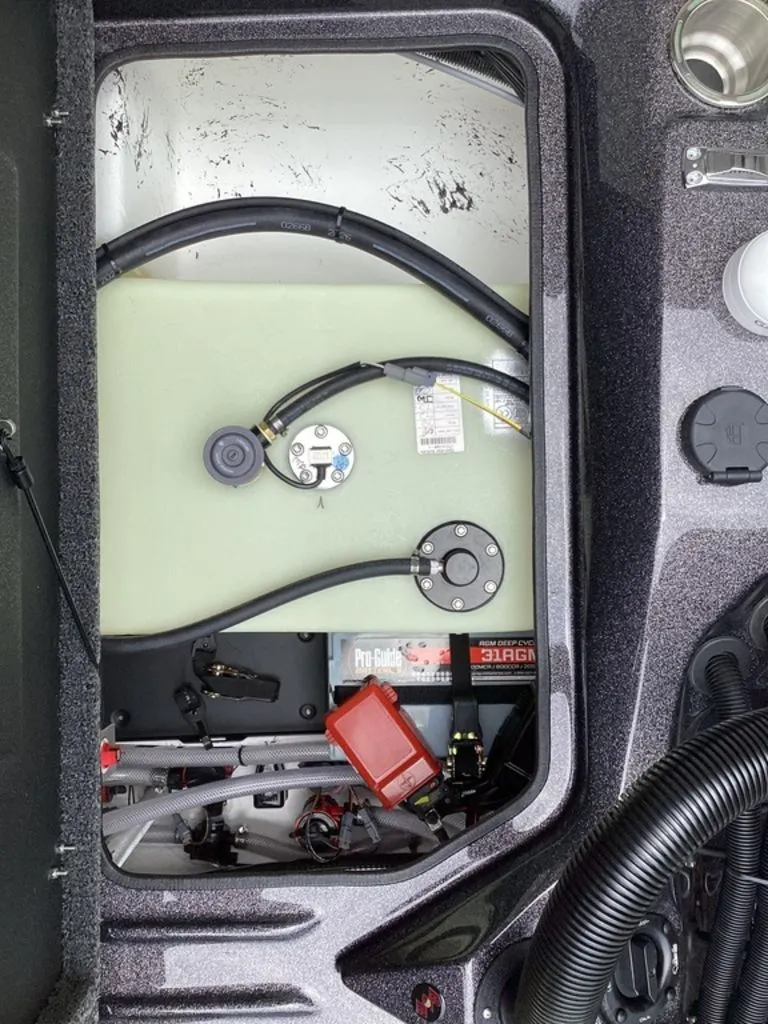 Slide: The Image of Interior view of Bass Cat Eyra 2026 boat engine. - 29